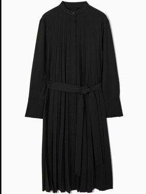 Cos Pleated Wool Blend Shirt Dress